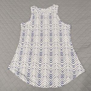 ATHLETA White Blue Chevron Tank Top Size Small